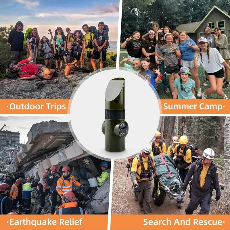 1/2/6/10/30 PCS 7 in 1 Fischio di sopravvivenza di emergenza Strumento multifunzionale per esterni Fischietti di sicurezza per escursionismo Campeggio Pesca Salvataggio