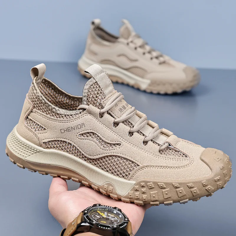 Men's with breathable new style versatile durable mesh surface casual shoes summer anti-slip wear-resistant hiking shoes M025
