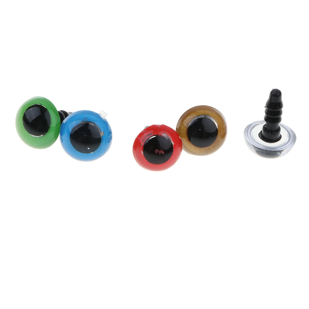 ตาพลาสติกนิรภัยขนาด 8-12 มม. พร้อมแหวนรอง สำหรับตุ๊กตาหมี ตุ๊กตาสัตว์ ของเล่นตุ๊กตาเย็บปักถักร้อย DIY งานฝีมือ แพ็ค 100 ชิ้น