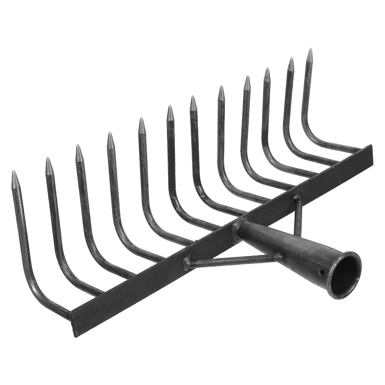 Heavy Duty Carbon Steel Rake Head for Soil Loosening Aeration Farming Gardening Orchard Vegetable Beds Lawn Yard