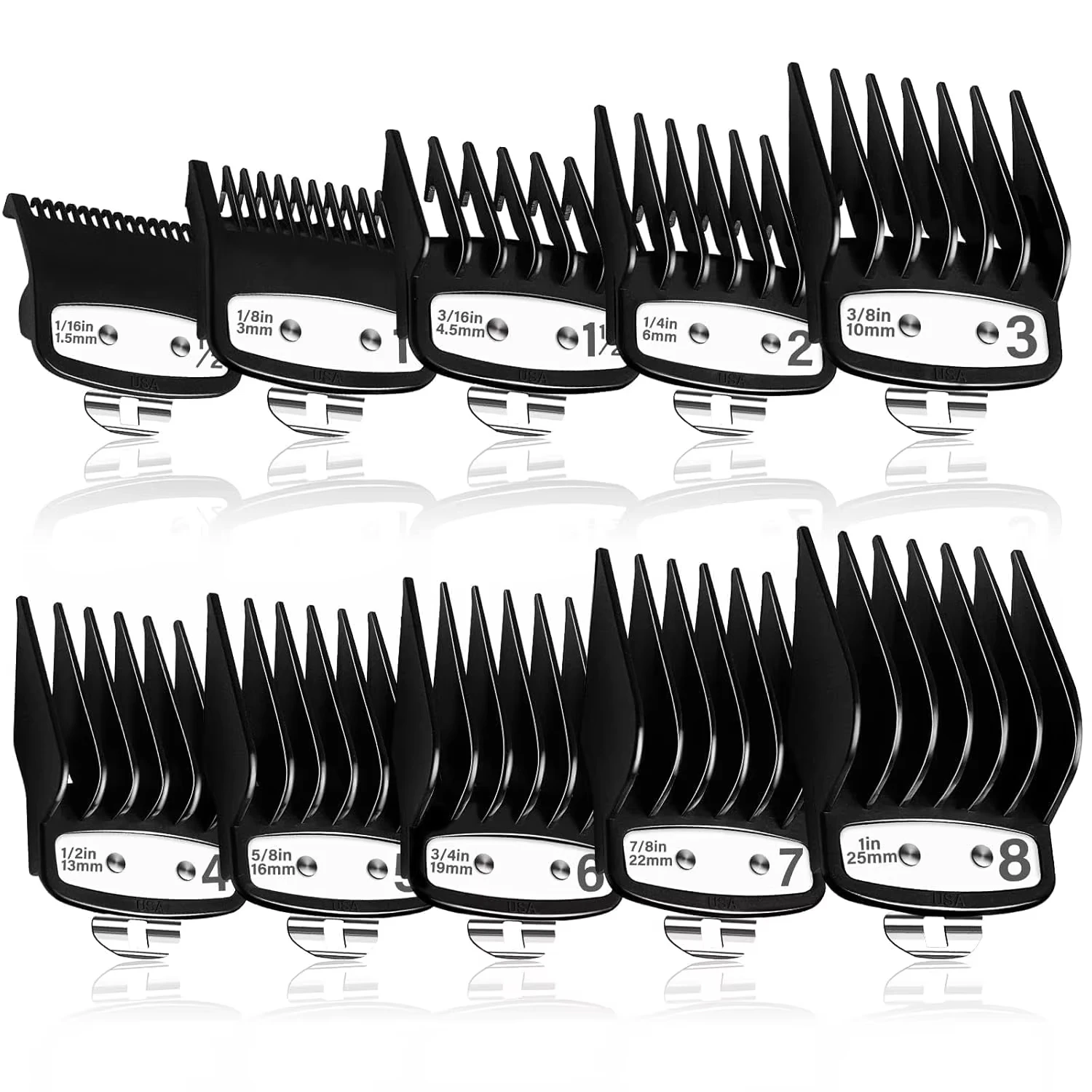 

10PCS Hair Clipper Guards & Cutting Guide Combs, Precision Styling Tools for Electric Clippers, Barber Salon Haircut Accessories