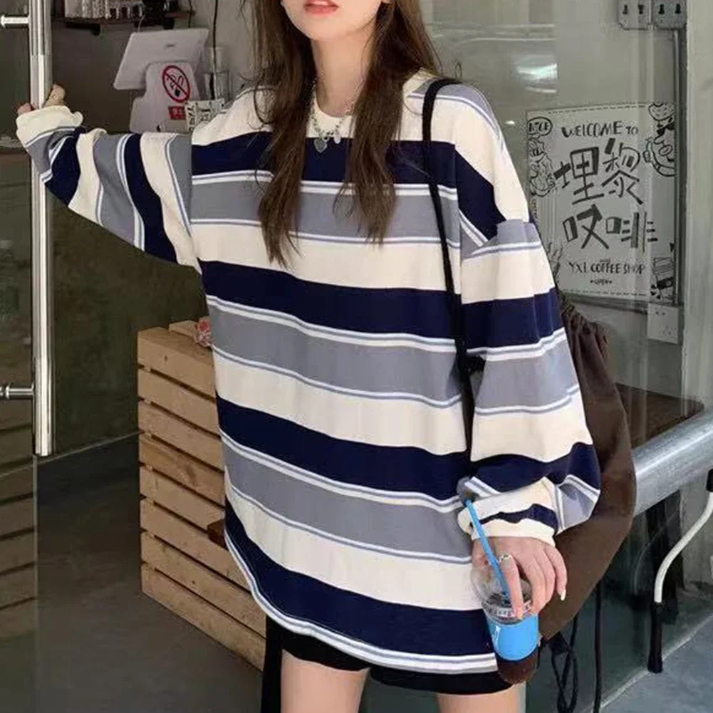 Sweatshirt Women Spring Autumn Long Sleeve Round Neck Oversized T-shirt Casual Korean Style Harajuku T-shirt Korean Fashion Long