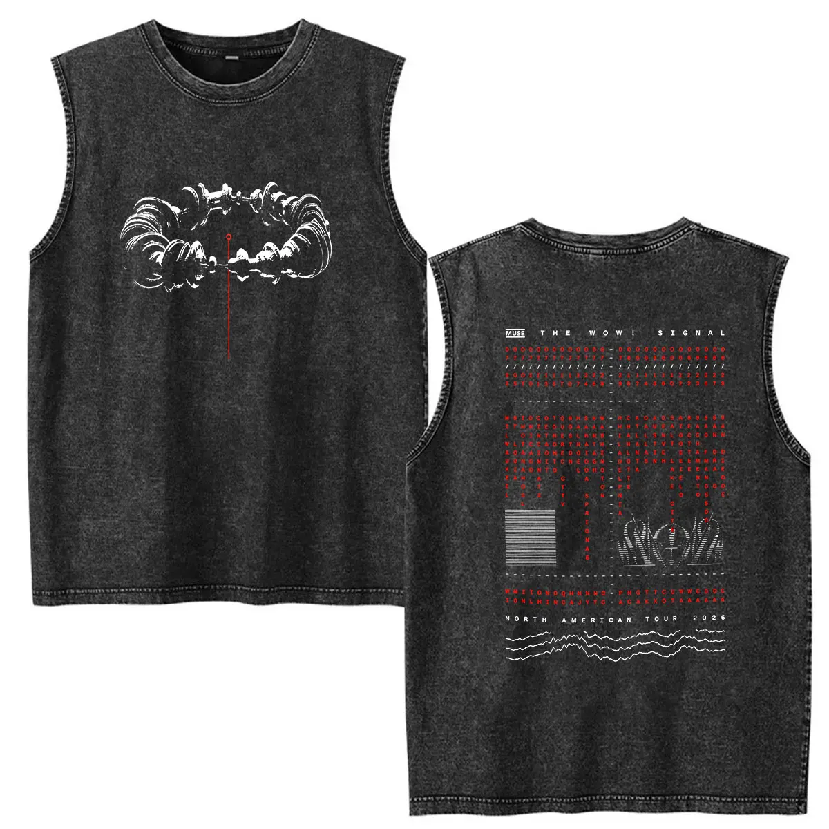 MUSE Band The Wow! Signal Tour 2026 Vintage Washed Vest T Shirts Men's Women Casual Tank Top Oversized 100% Cotton Print T-shirt