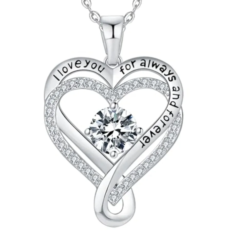 

Jewelry for Women Wife Infinity Heart Birthstone I Love You Necklace S925 Anniversary Women Necklaces for Her Wife Birthday Gif