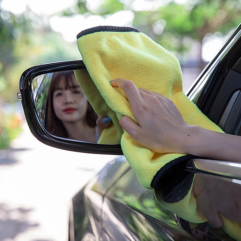 5pcs Microfiber Cleaning Towel Thicken Soft Drying Cloth Car Body Washing Towels Double Layer Clean Rags Car Accessories