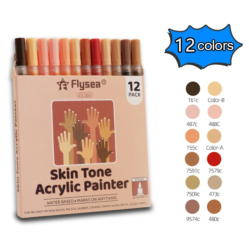 Art Drawing Acrylic Paint Ceramic Painting Pen Graffiti Skin Color Body Marker Pen DIY Painting Shoes Washable Waterproof Tool