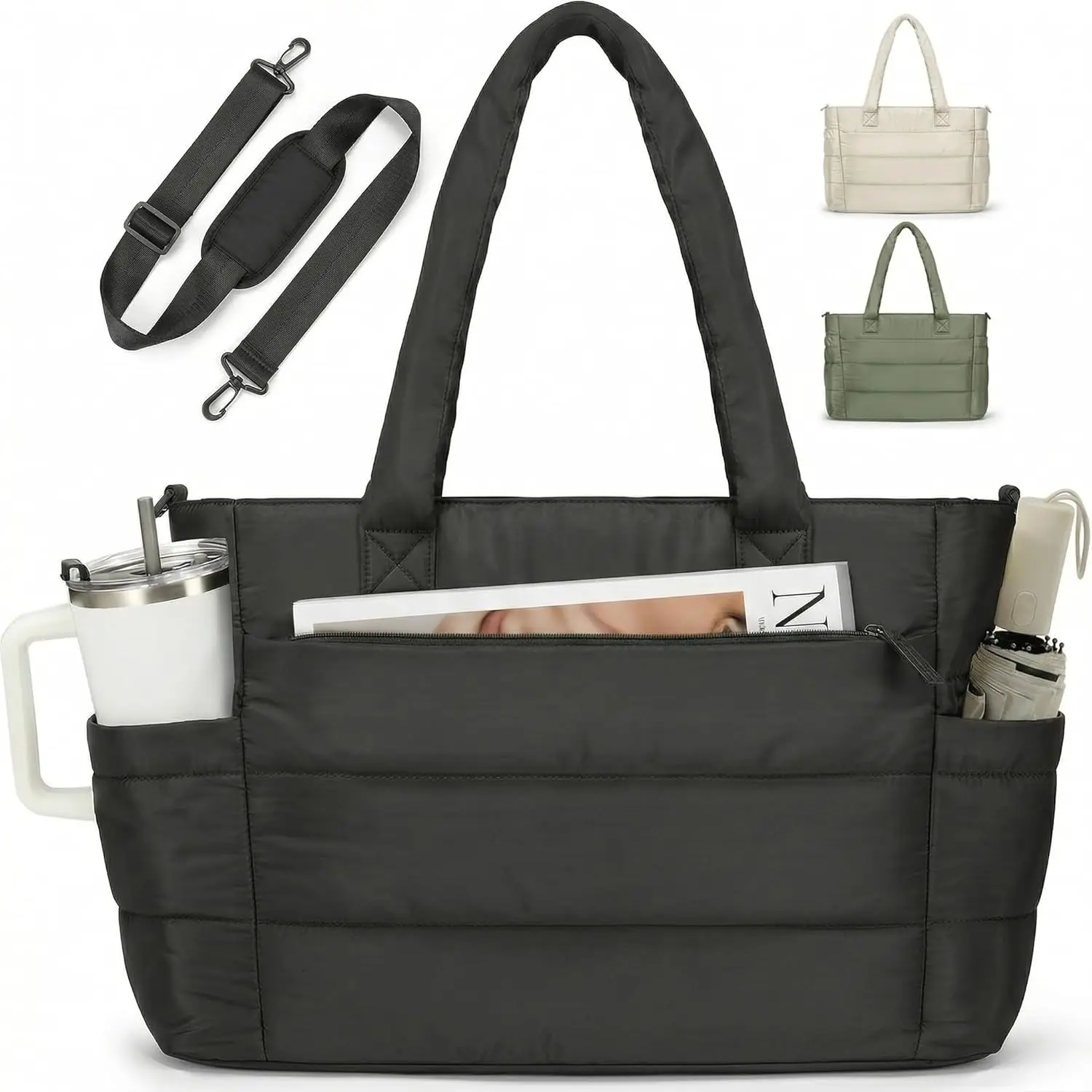 

Женская сумка-тоут с держателем для кружки, стеганая сумка для работы, дорожная сумка для ноутбука, сумка для работы, путешествий, для учителей