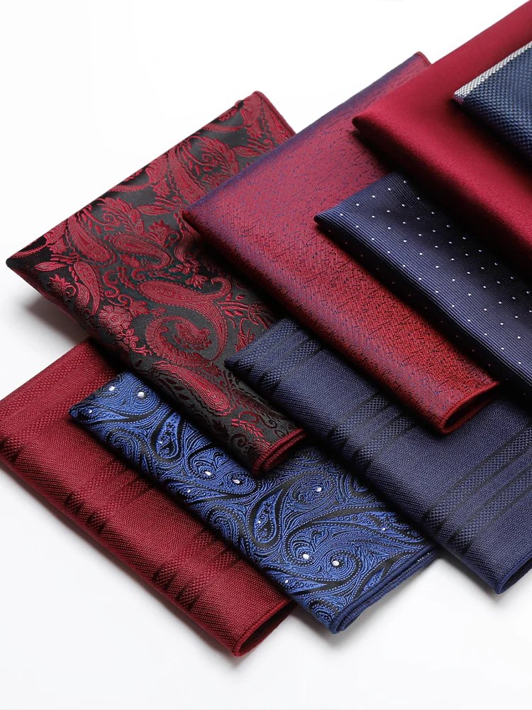 シルクポケットチーフメンズホワイト英国スタイルスーツハンカチトレンディなワインレッドスクエアスカーフファッショナブルなビジネスアクセサリー