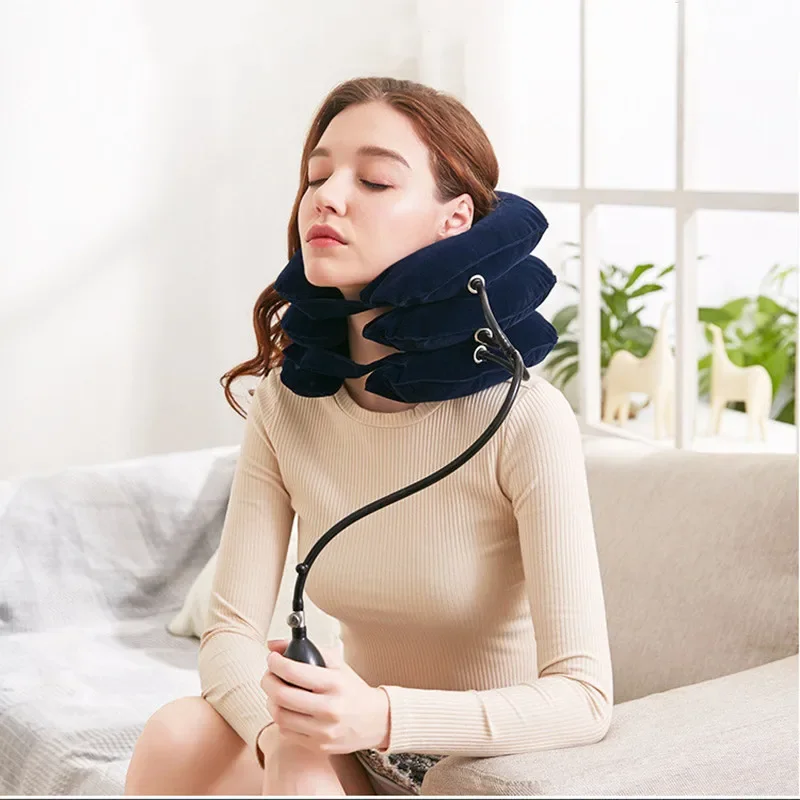 Air Inflatable Cervical Collar Neck Traction Tractor Support Massage Pillow Pain Relief Relax Health Care Neck Head Stretcher