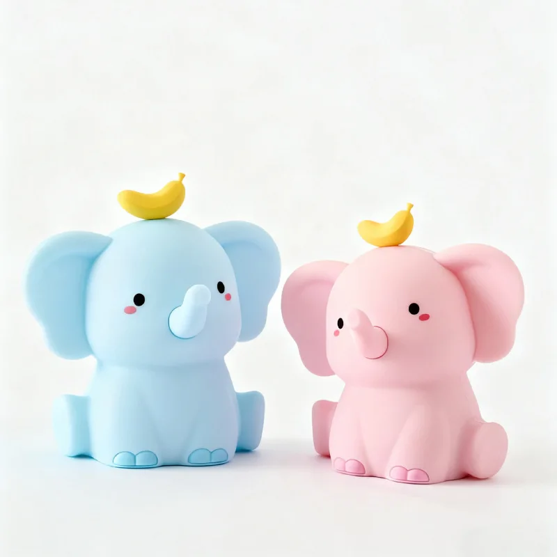 

New Cartoon Cute Little Elephant Night Toy LED Children'S Bedside Lamp Small Gift Creative Sleep Companion Tap