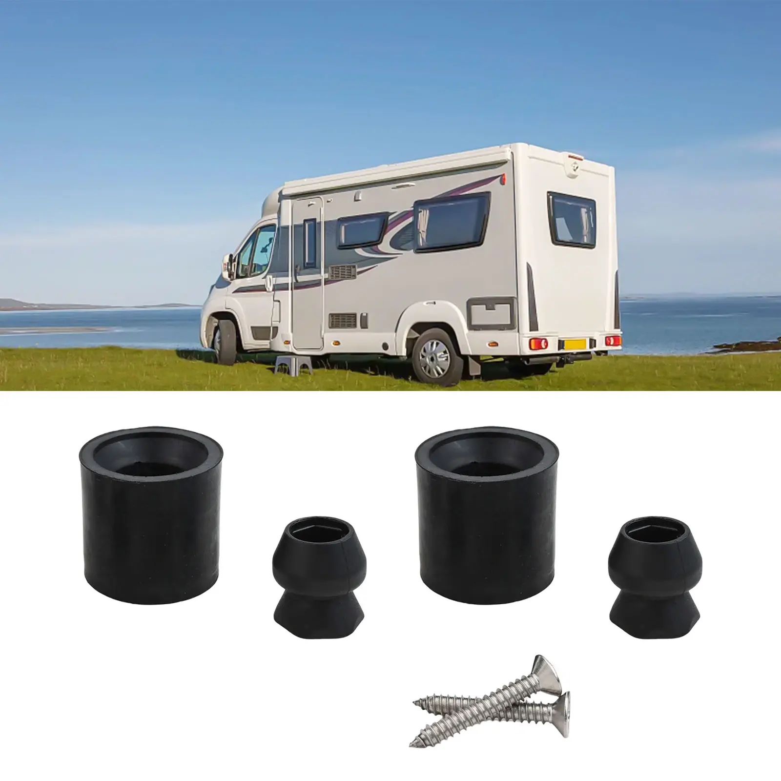 2pcs Trailer Door Holder Kit for RVs and Campers with Rubber Door Holders and Plastic Sleeves to Minimize Door Movement