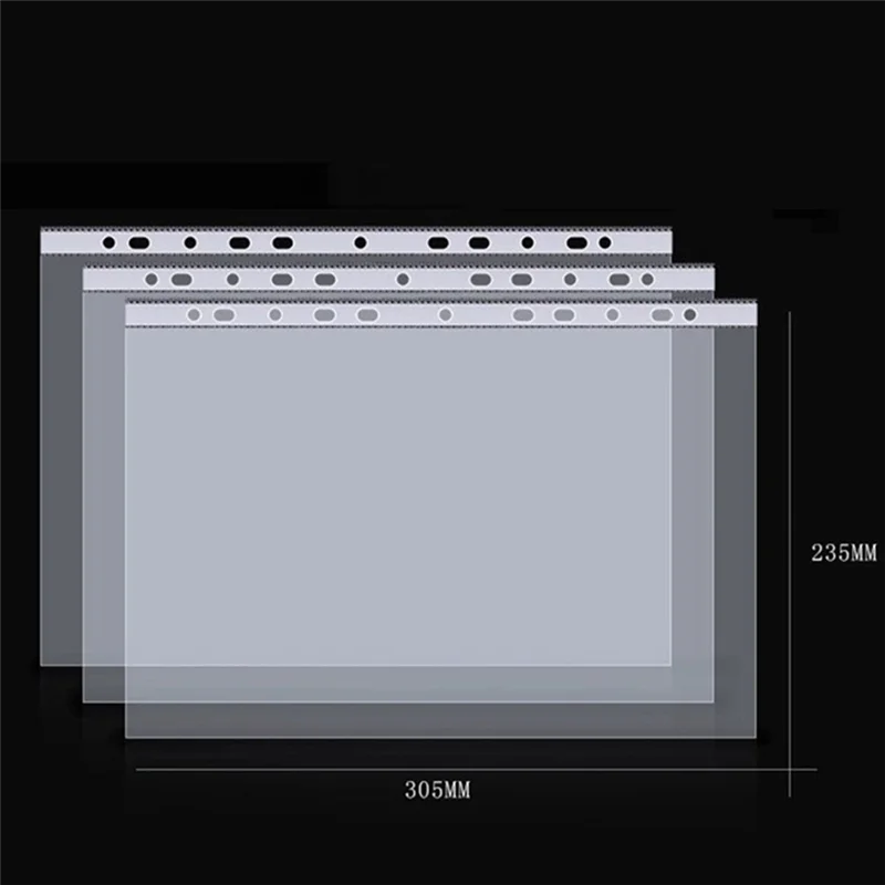 AEE7-100페이지 A4 펀치 포켓, 투명 11홀 시트 보호기 바인더 포켓 종이 파일 편지 시트 바인더 슬리브 8 실크