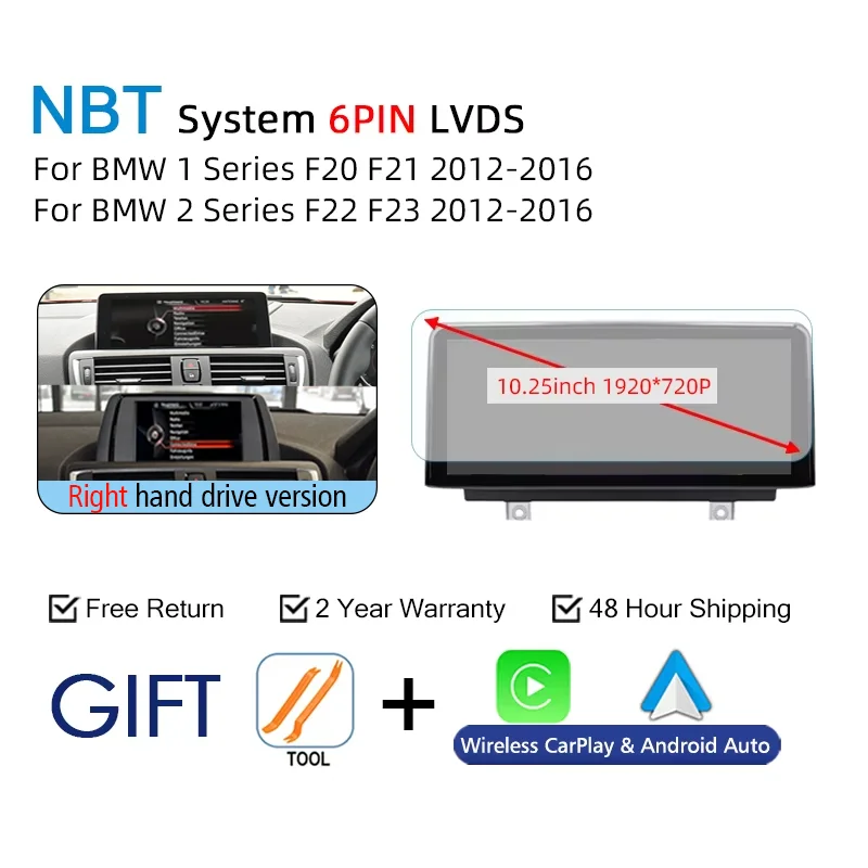 CarPlay Scherm Voor BMW 1 2 3 4 Serie F20 F21 F30 F31 F32 F33 F34 Auto Multimedia Speler Draadloze Carplay Android Auto