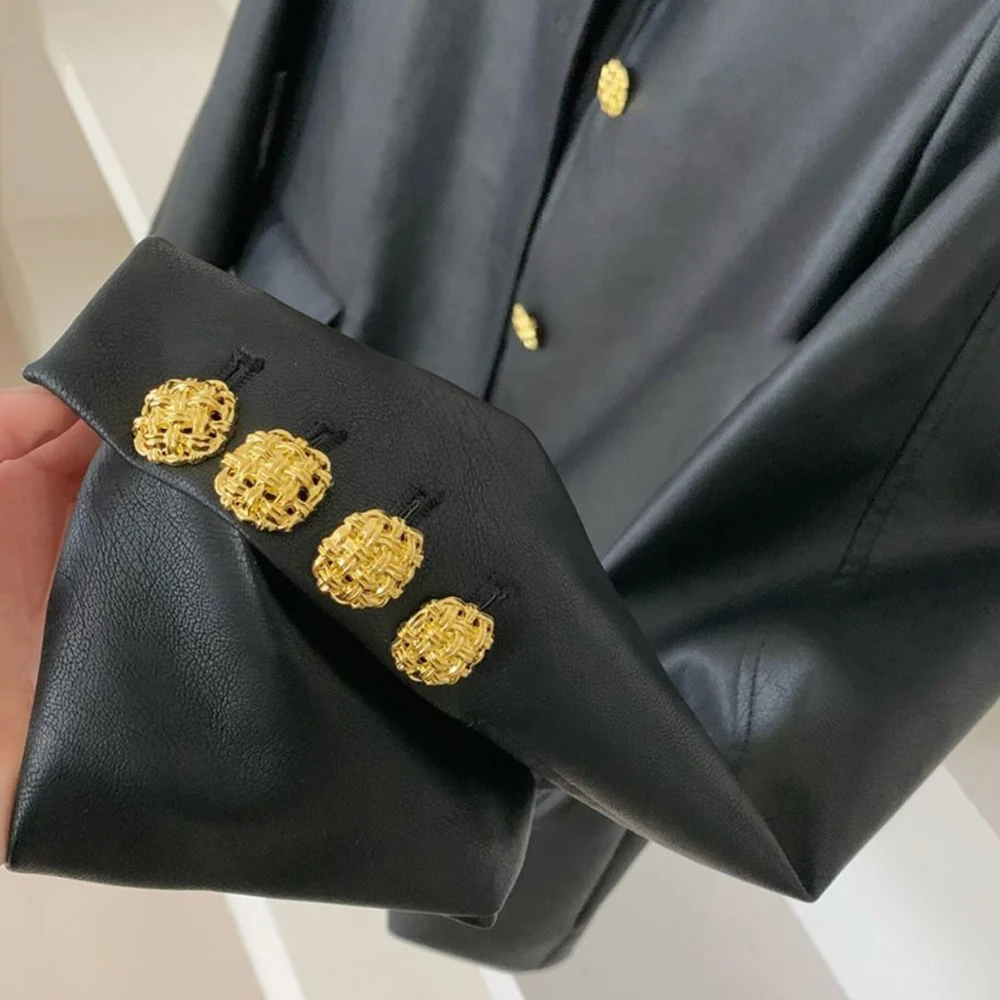 سترة جلدية PU من Fried Street سترة سوداء للنساء للربيع والخريف سترة فضفاضة غير رسمية راقية تحظى بشعبية كبيرة هذا العام #3