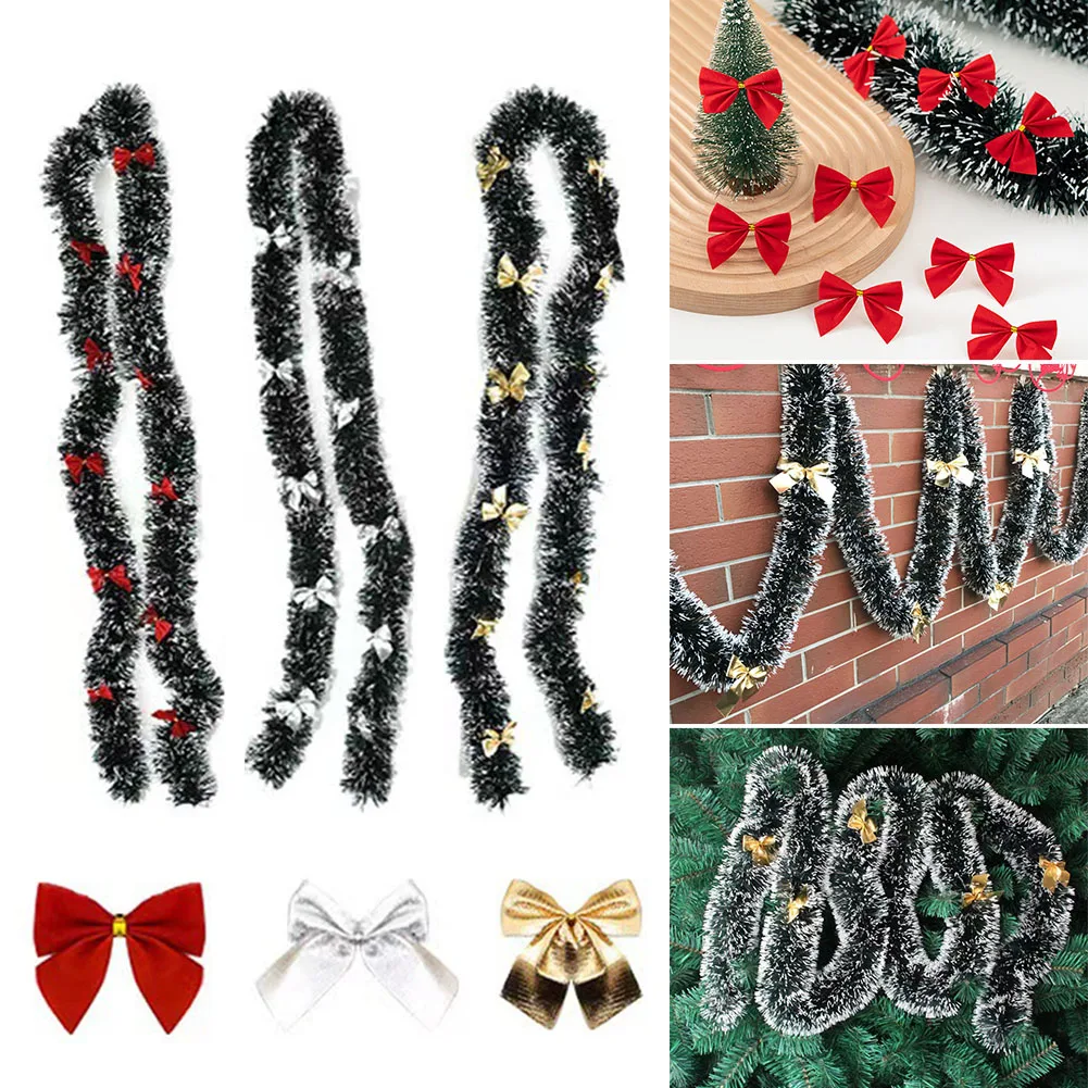 2M Christmas Wreath Wall Door Decor Ribbon Bowknot Xmas Wreaths 2024 New Year Party Home Decorations Christmas Tree Ornaments