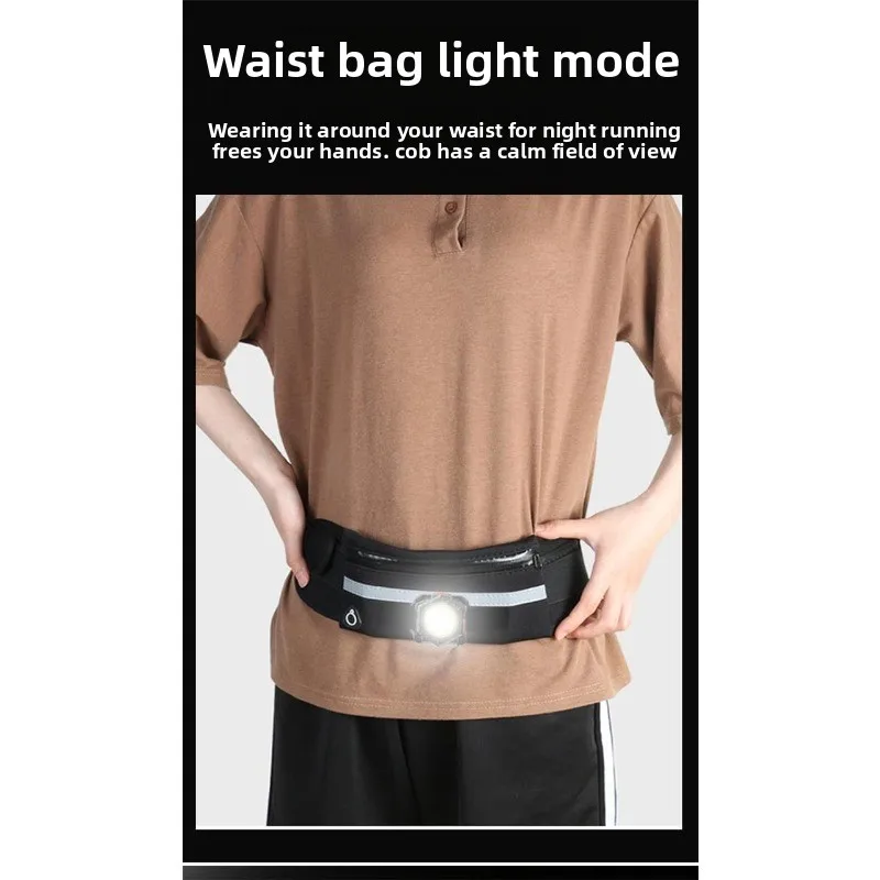 Strong Light Flashlight Multifunctional Outdoor Night Run Waist Bag Wrist Red Light Emergency Charging