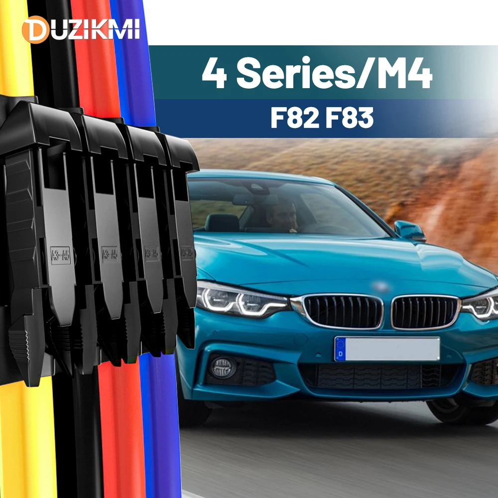 For BMW 4 Series M4 F82 F83 2013-2018 2014 2015 2016 2017 2pcs Front Windshield Windscreen Wiper Blades Red Blue