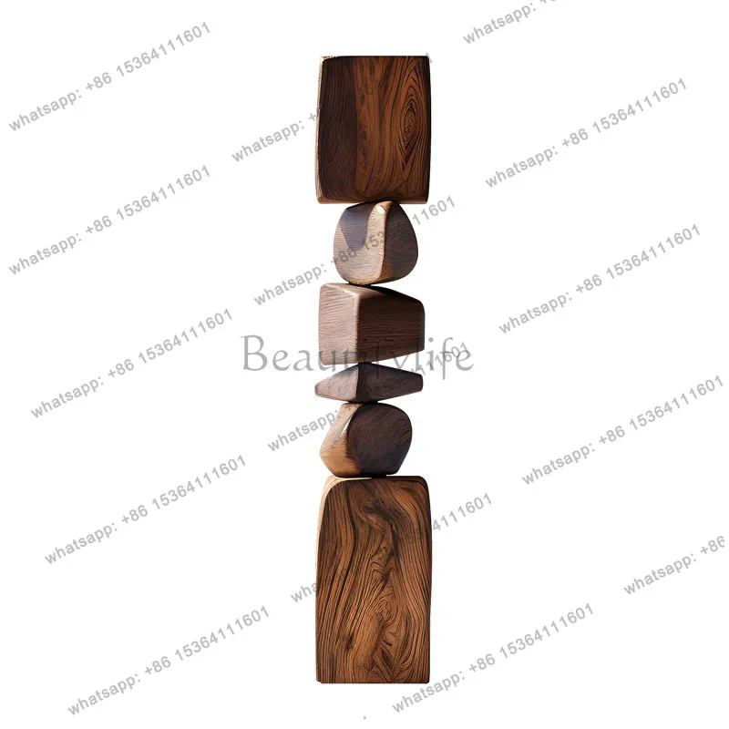 

Entrance floor-to-ceiling ornaments, abstract solid wood sculptures, artworks, sales office, staircase corner decoration