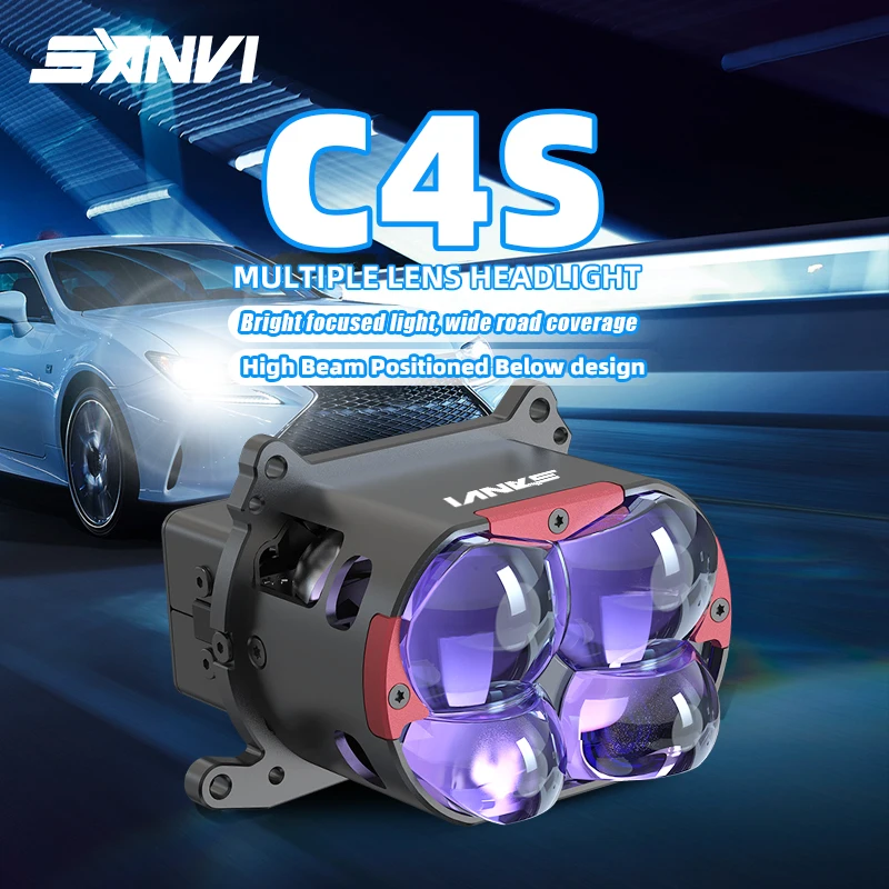 

SANVI C4S Bi LED Square Projector Lens for Hella 3R G5 Matrix Headlight 140W 6000K Motorcycle Car Retrofit Lens Auto Accessories