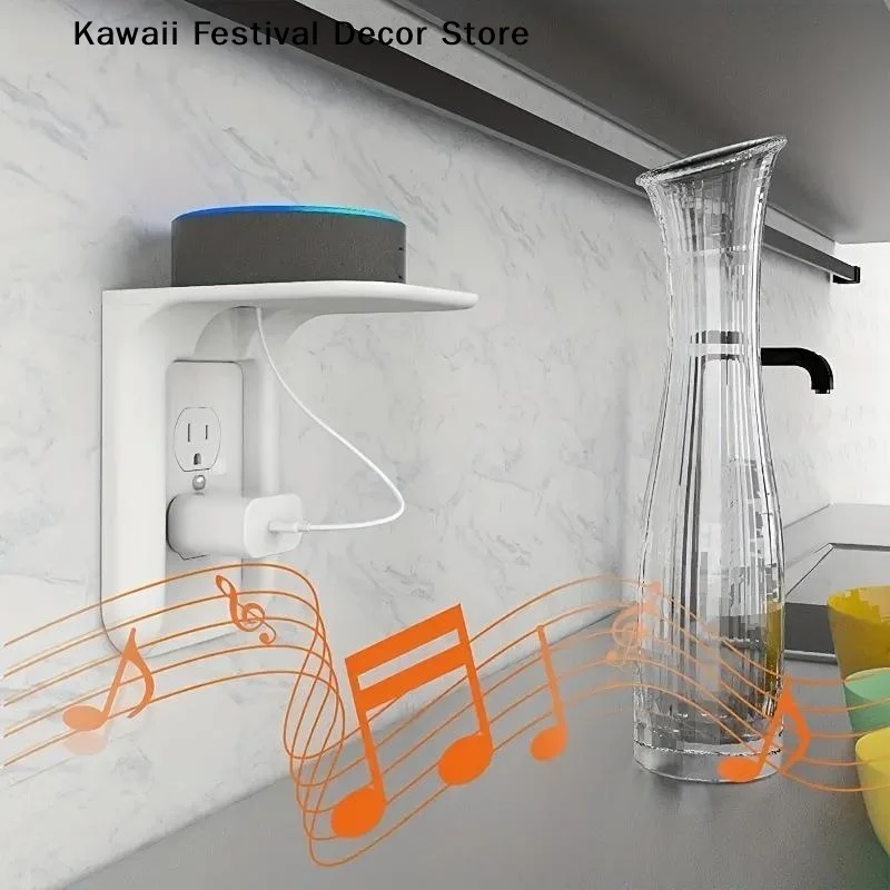【K】Outlet Shelf Wall Holder Space Saving Socket Rack Smart Home Speaker Stand Mobile Phone Charging Holder Wall Shelf Organizer