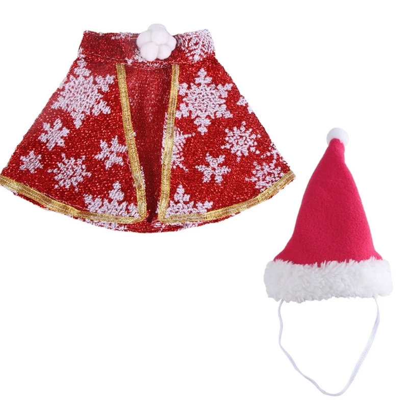 Christmas Dog Costume Suit Santa Hat Striped Cloak Party Gathering Pet Outfit Dropship image 5