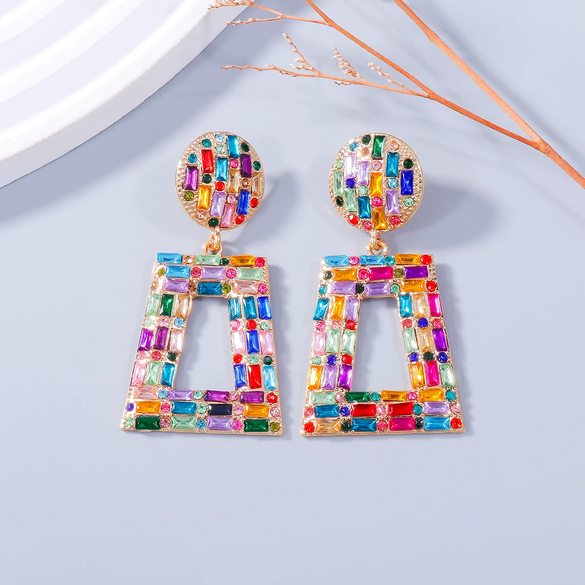 Colorful Geometric Statement Earring for Women Girls Fashion Design Boho Drop Dangle Earrings Jewelry Gift