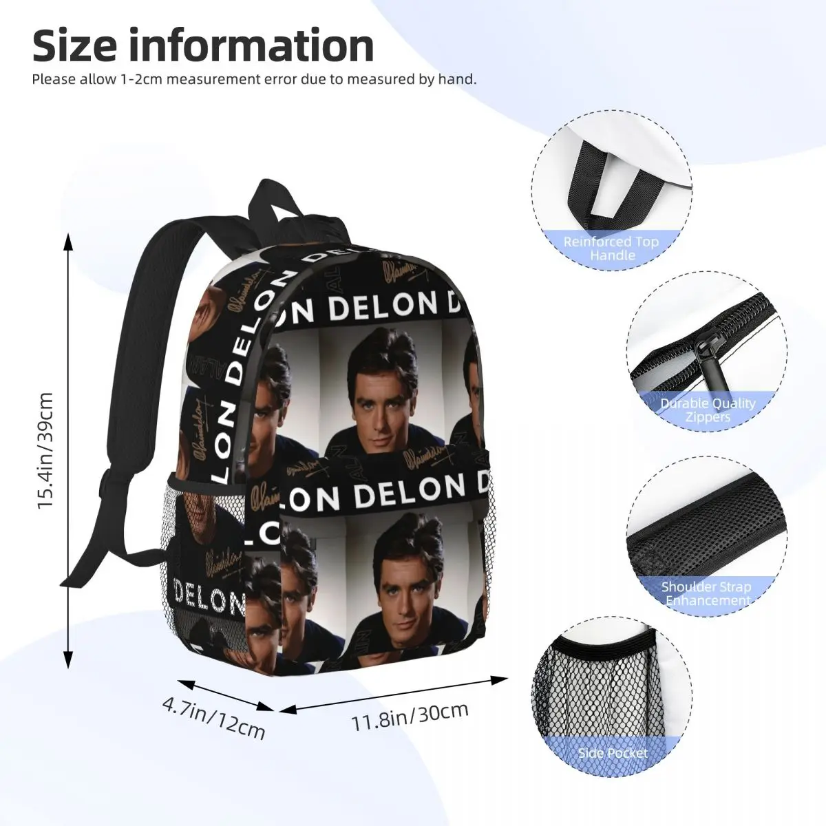 Alain Delon Actor Backpack Student Boys Girls BookBag Men Women School Bag Computer Shoulder Bags