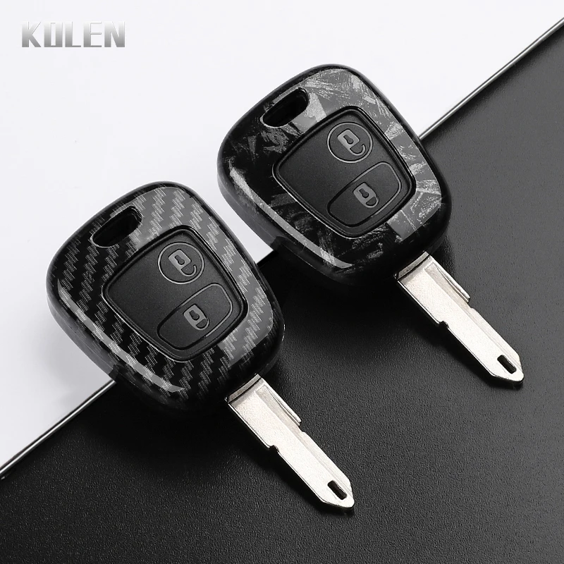 ABS Carbon Faser Stil Auto Schlüssel Fall Abdeckung Für Peugeot 107 206 207 307 Für Citroen C1 C2 C3 C4 XSARA PICASSO Für Toyota Aygo Fob