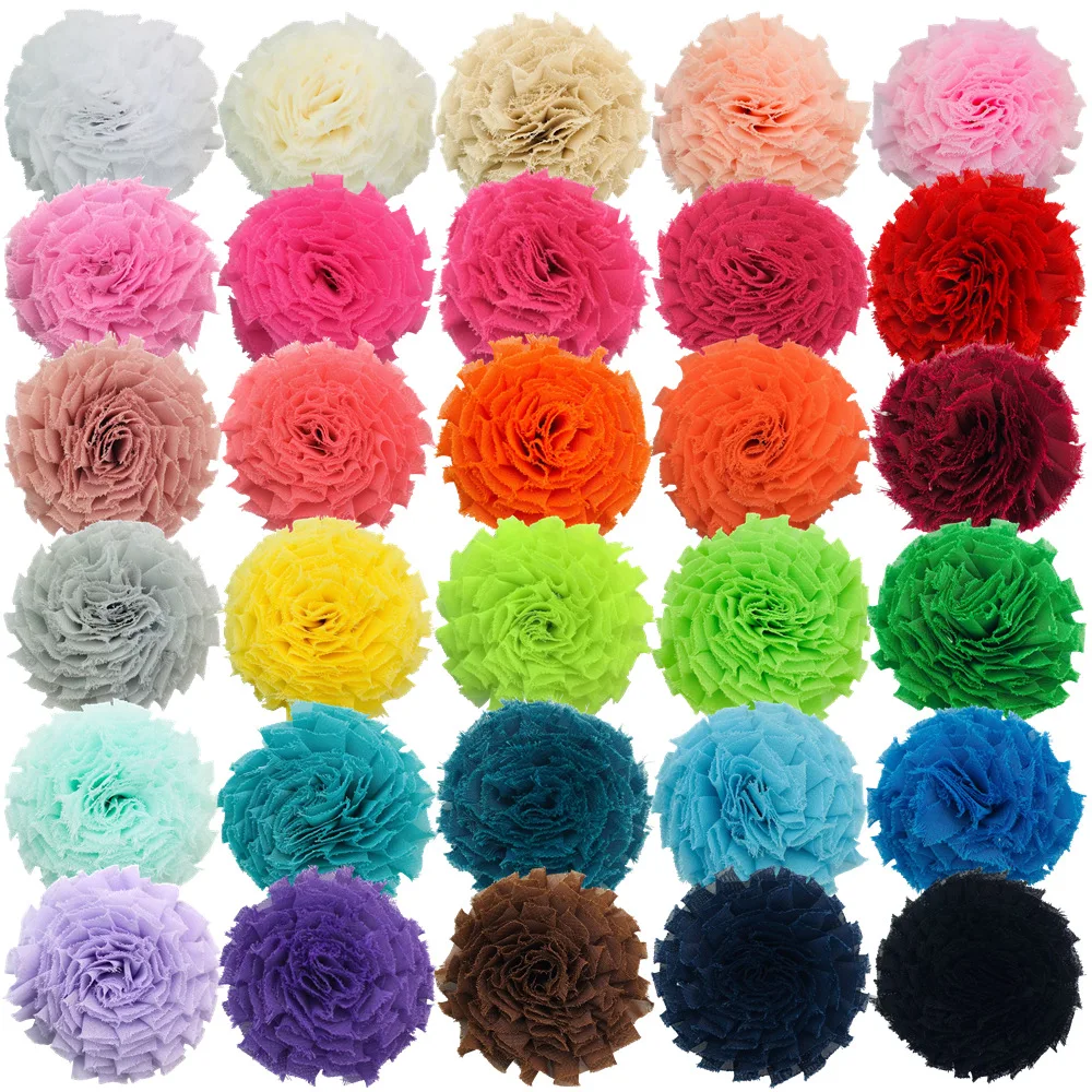 

300pcs New In Stock 7cm Raw Edge Flower Handmade Rolled Flower Kids Headwear Apparel Pet Accessories Wholesale Diy Head