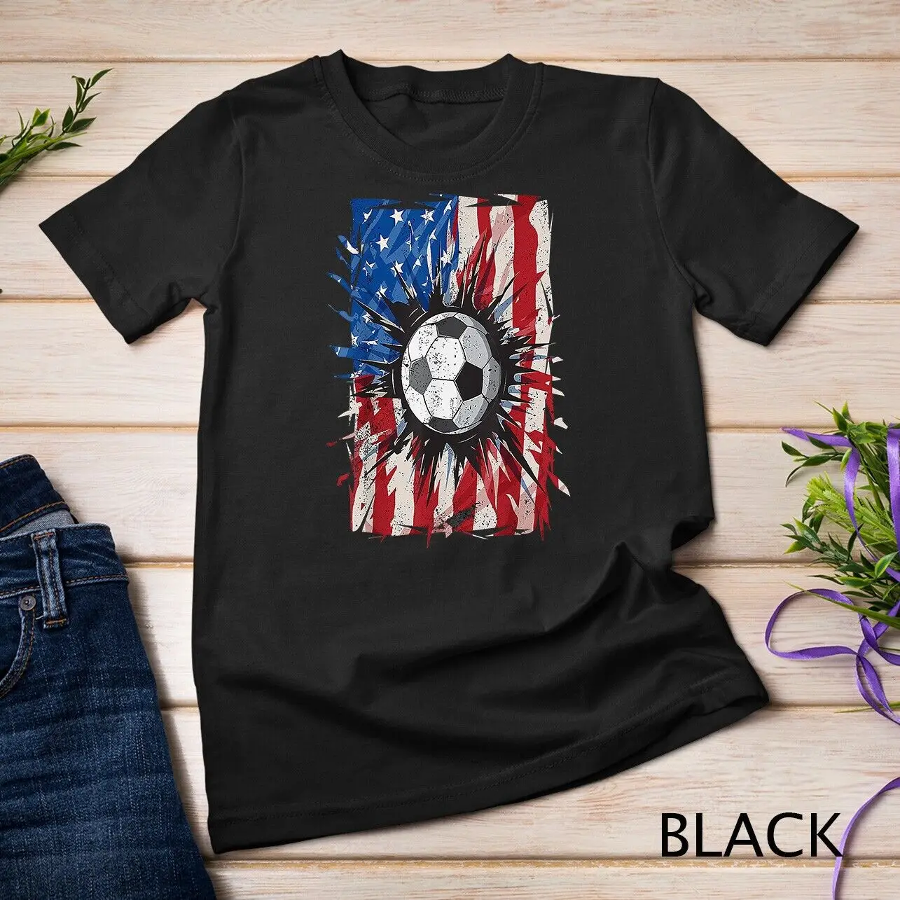 Vintage Soccer 4th of July Men USA American Flag Boys T-Shirt Unisex T-shirt