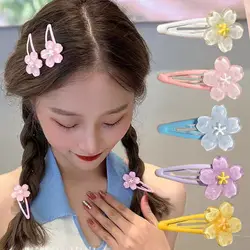 Sakura Cute Pink Creamy Flower BB Hairpin Side Hair Clip Jelly Cherry Blossom Hair Clip Girl Headwear Sweet Hairpins Ornament