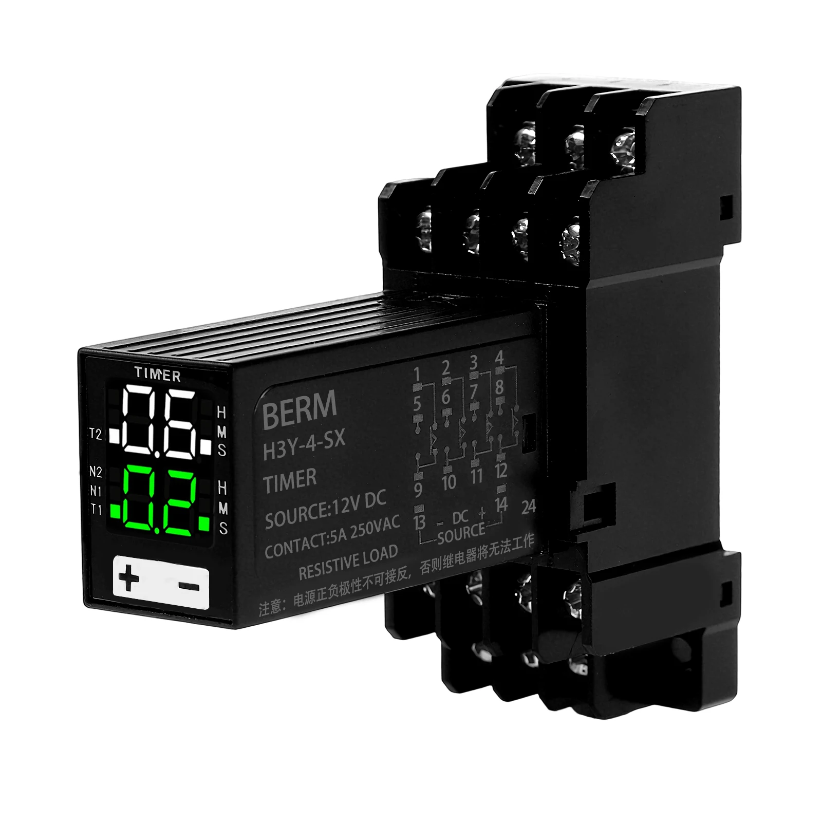 12V DC Digital Time Relay with LED Display for Automation Automation and Control Cabinet Equipment 12V DC Digital