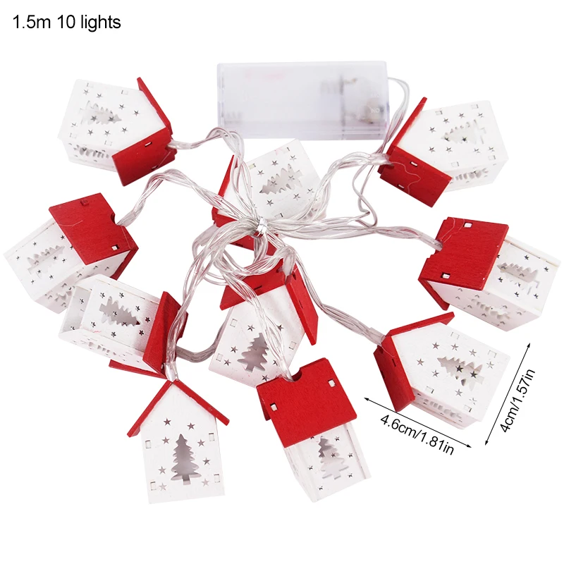 Casa de madeira de natal led string luz árvore de natal pendurado ornamento 2024 decoração de natal para casa crianças presente de ano novo navidad