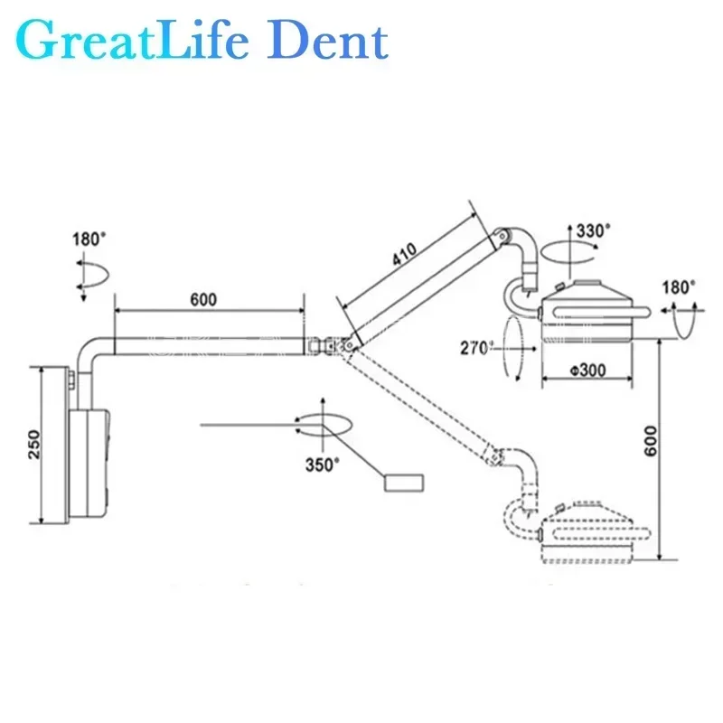 Greatlife dental fixado na parede 24leds lâmpada luz oral para operação clínica odontológica shadowless lâmpada led cirúrgica com sensor