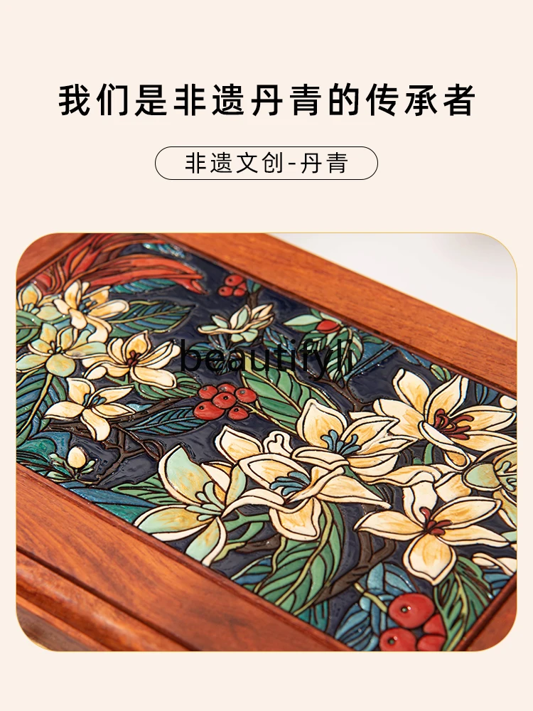 rosewood jewelry box, solid wood exquisite national style mahogany storage box with lock retro