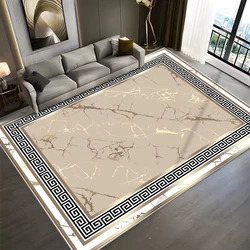 Tapis de salon lavable à rayures dorées, tapis non ald, tapis de grande taille, tapis de sol doux, chambre à coucher, chevet, décoration de la maison, luxe