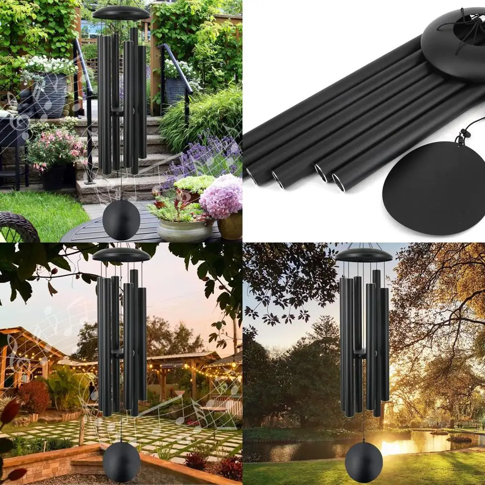 

Большие уличные мемориальные колокольчики с 6 тяжелыми трубками, глубокий тон для декора сада, подарок сочувствия, черный