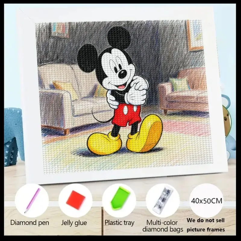 

1 шт., набор для алмазной живописи с Микки Маусом Диснея 5D, полная дрель, 40x50 см, набор для рукоделия с персонажем мультфильма «сделай сам», алмазный художественный набор для детей и взрослых