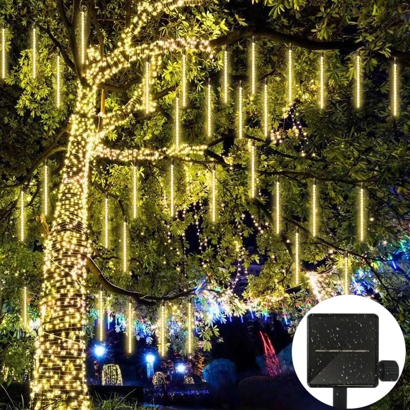 

Светодиодные солнечные фонари Метеоритный дождь Дождь Дерево Гирлянда Рождественская вечеринка Наружные водонепроницаемые солнечные рождественские огни 8 трубок 30/50 см