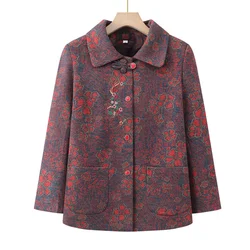 Women's Woolen Coats Loose Casual Retro Single Breasted Lapel Collar Jacket Outerwear Autumn Winter Middle Aged Mother Jackets