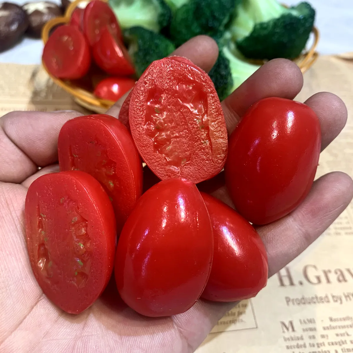 Künstliches Gemüse – realistische künstliche Brokkoli, Tomaten, Zwiebelscheiben, Pilz für Zuhause, Küche, Dekor, gefälschte Lebensmittel-Requisiten, DIY-Handwerk – Detail 4