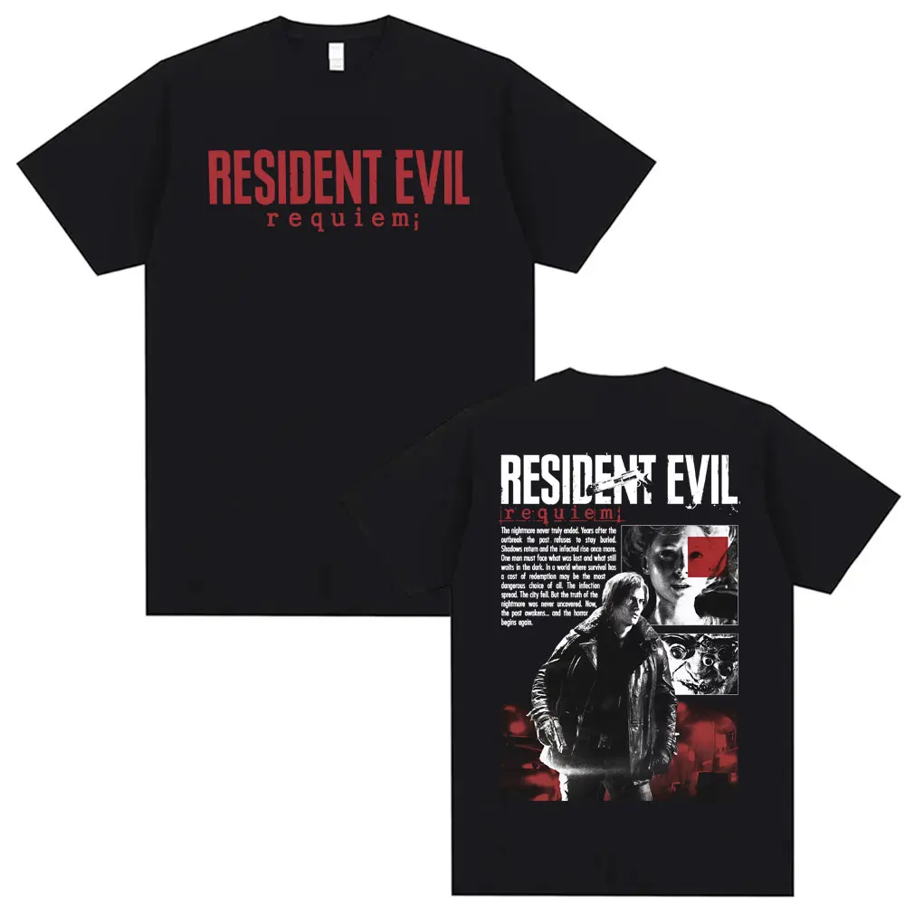 Limited Leon Kennedy Resident Evil Requiem Vintage Graphic T Shirt Men Women Fashion Trend Classic Oversized T-shirts Streetwear