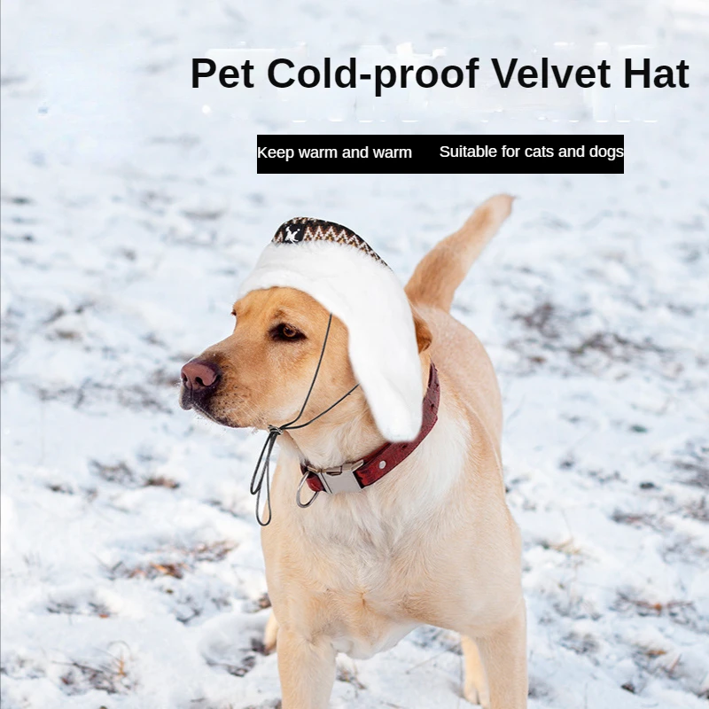 

Pet Cold-proof Fleece Hat Winter Warm Anti-freeze Cats and Dogs Snow Rabbit Fur Cotton Hat Wind and Snow Hat Wholesale