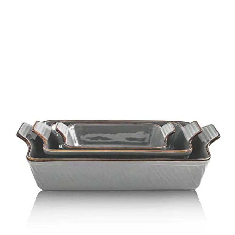 

Bakeware Set Ceramic Baking Dish Set Rectangular Casserole Dish Set Lasagna Pans for Cooking Cake Dinner Kitchen 9 x 13 Inch Te