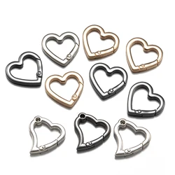 5pcs/Lot Metal Carabiner Ring Spring Heart ShapeKeychain For DIY Bag Handbag Jewelry Making Accessories Connector Hook Buckle
