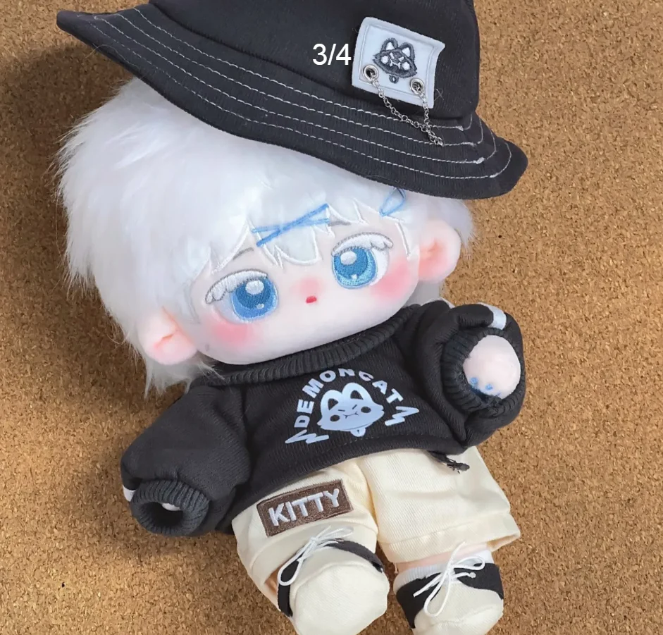 20cm Anime  No Attributes Handsome White Hair  Cosplay  Plush Doll Cotton Body Dress Up Clothes Outfit Stuffed Toys