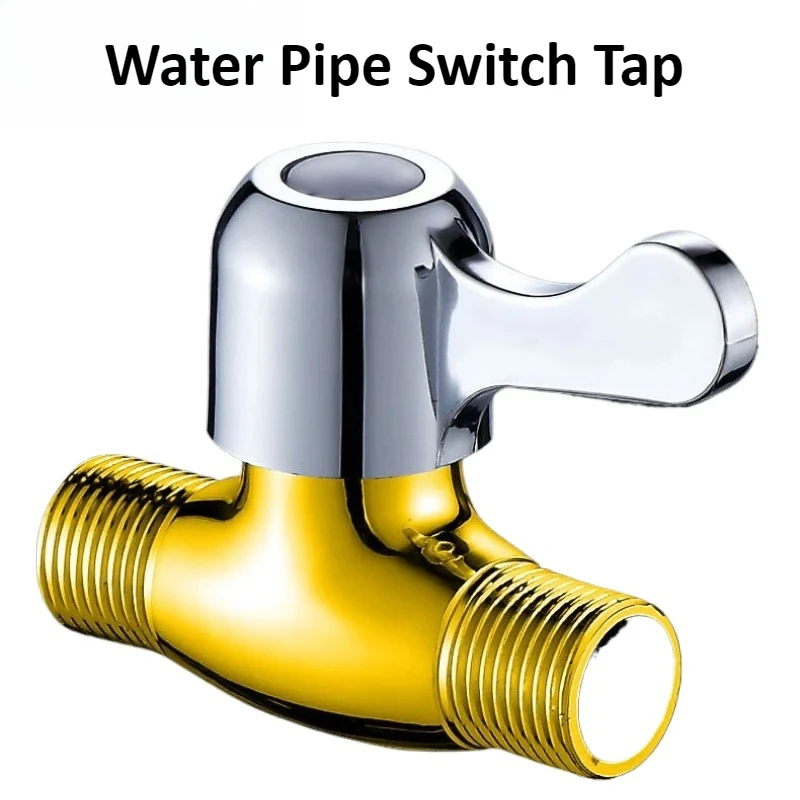 Straight Through Valve Copper  Water Pipe Switch Tap with 4-point Female and Male Threads Water Faucet Toilet Stop