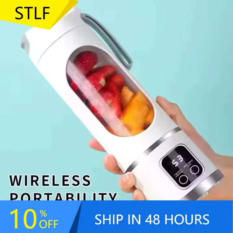 XMSJ Portable Juicer Charging MINI Crushed Ice Electric Juicer Powerful Motor Home 450ML Large Capacity Digital Display Juice Cu