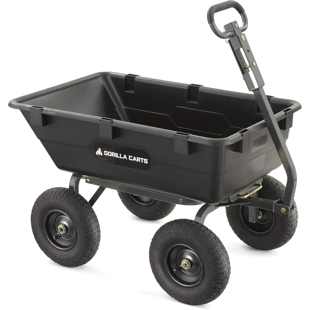 

6 Cu Ft Poly Yard Dump Cart and Utility Wagon, with Steel Frame and 1200 Pound Heavy Duty Capacity, for Lawn and Gardening