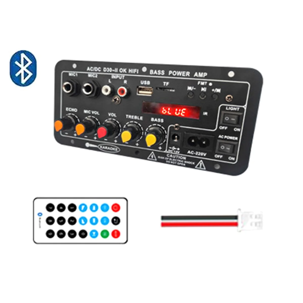 12 В цифровой Bluetooth усилитель плата сабвуфер двойной микрофон караоке усилитель динамик домашний кинотеатр американская вилка